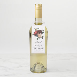 Étiquettes Pour Bouteilles Bouquet Mariage luxueux Floral