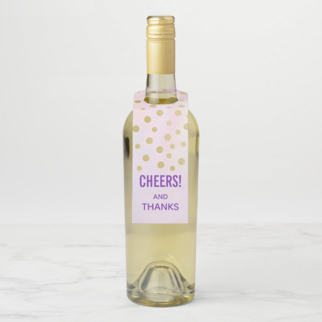 Étiquettes Pour Bouteilles Bravo ! et merci avec Faux Gold Confetti (Sur bouteille)