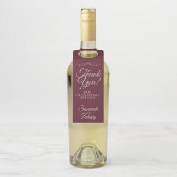 Burgundy & Gris Mariage bouteille de vin Merci