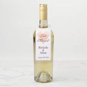 Étiquettes Pour Bouteilles Cadeau de mariage élégant cœur aquarelle rose cora