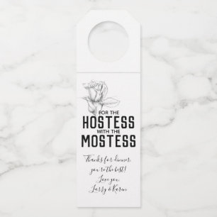 Étiquettes Pour Bouteilles Cadeau d'hôtesse Vin Rose Floral