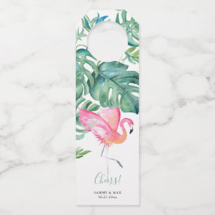 Étiquettes Pour Bouteilles Cadeaux de vin flamant rose tropical