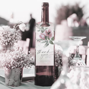 Étiquettes Pour Bouteilles Calligraphie Merci floral Mauve ID771