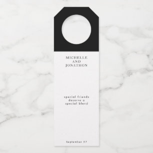 Étiquettes Pour Bouteilles Calligraphie Moderne Mariage Noir et Blanc Simple