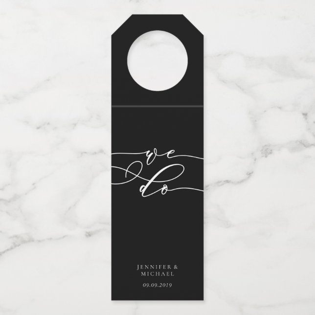 Étiquettes Pour Bouteilles Calligraphie Noir Simple Minimal Nous faisons (Devant)