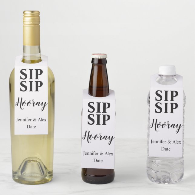 Étiquettes Pour Bouteilles Célébration Sip Sip Hourra (En situation)