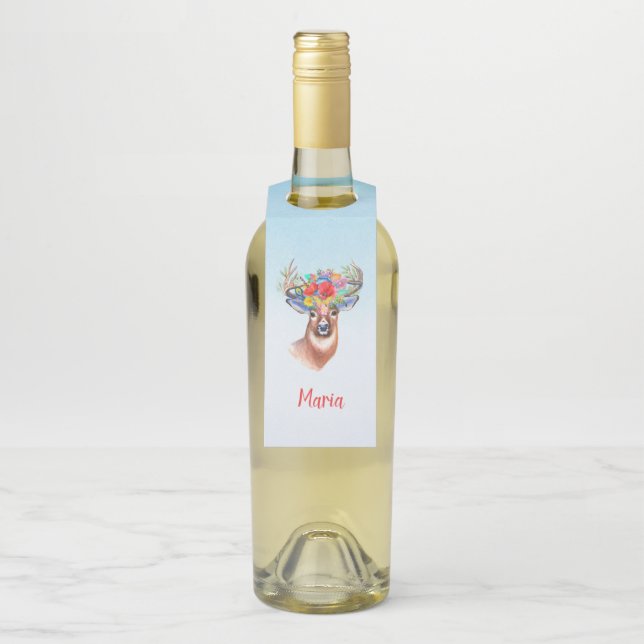 Étiquettes Pour Bouteilles Cerf Floral (Sur bouteille)