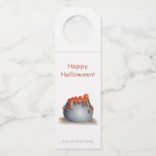 Étiquettes Pour Bouteilles Chaudière à potion orange Halloween