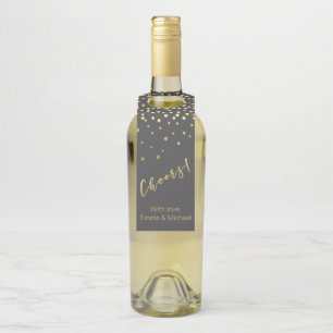 Étiquettes Pour Bouteilles Cheveux - Gold Script & Confetti