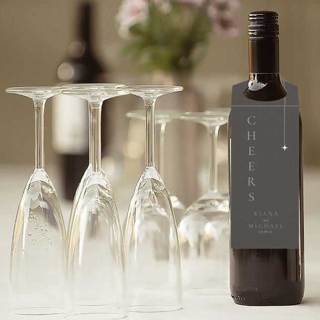 Étiquettes Pour Bouteilles Chic Neutrals Mariage Cheers Charcoal ID1020 (Créateur téléchargé)