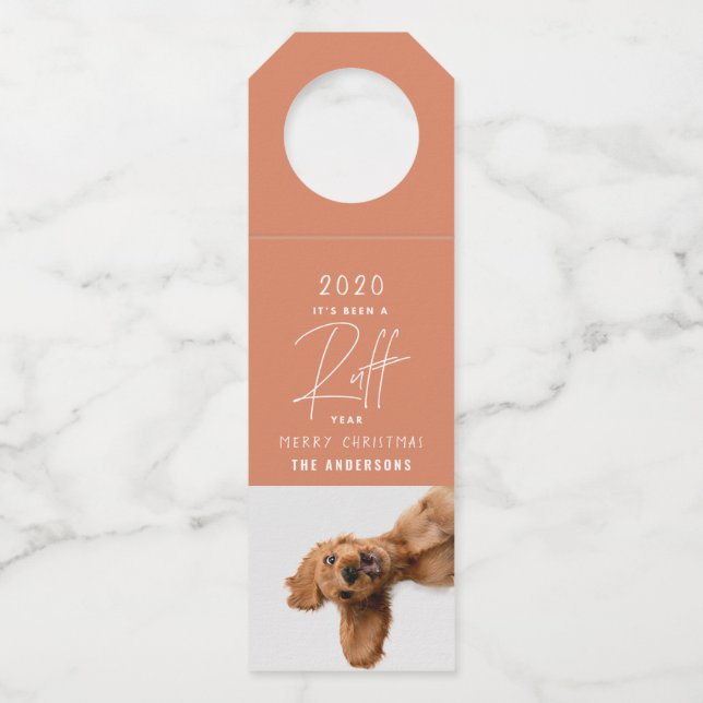 Étiquettes Pour Bouteilles Christmas chien drôle rude année simple moderne (Devant)