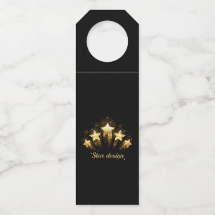 Étiquettes Pour Bouteilles Cinq étoiles d'or en noir