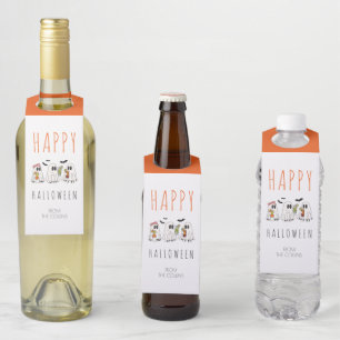Étiquettes Pour Bouteilles Cocktails fantômes effrayants Mignon Adulte Joyeux