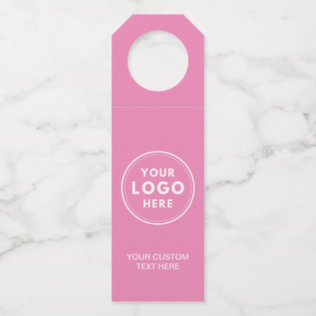 Étiquettes Pour Bouteilles Code QR simple texte de logo rose (Devant)