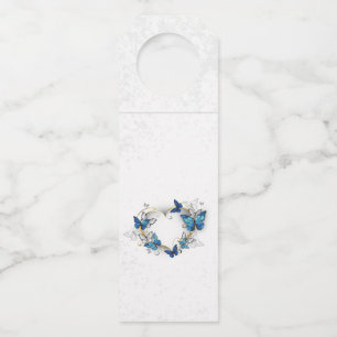 Étiquettes Pour Bouteilles Coeur bijoux avec papillons Morpho