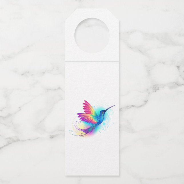 Étiquettes Pour Bouteilles Colibri arc-en-ciel exotique (Devant)