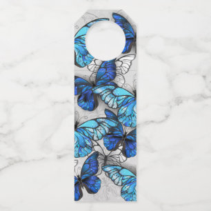 Étiquettes Pour Bouteilles Composition des White and Blue Butterflies
