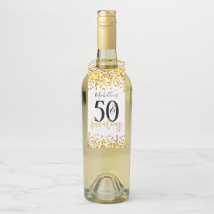Étiquettes Pour Bouteilles Confettis 50 d'or et anniversaire fabuleux