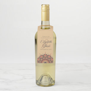 Étiquettes Pour Bouteilles Contemporain Brown Peach Mandala Mariage