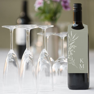 Étiquettes Pour Bouteilles Couleurs Eucalyptus Mariage Green2 ID901