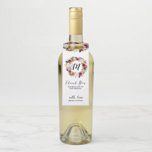 Étiquettes Pour Bouteilles Courbe de fleurs violettes et blanches profondes -
