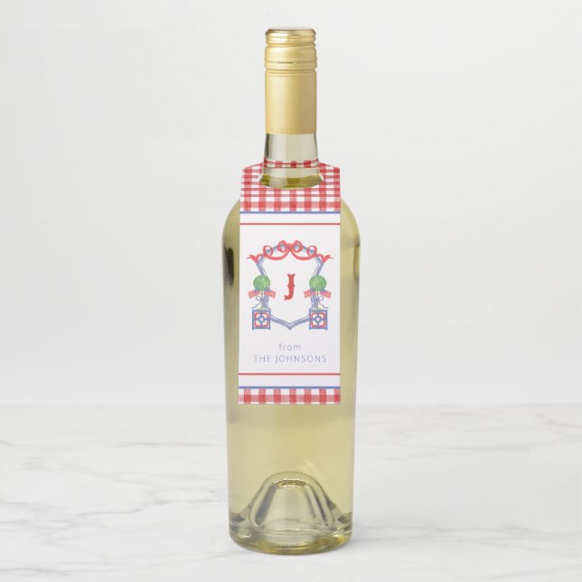 Étiquettes Pour Bouteilles Couronne topiaire drapeau américain patriotique aq (Sur bouteille)