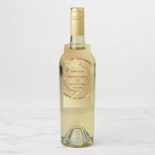 Étiquettes Pour Bouteilles Damas Et Coeurs Floraux D'Or