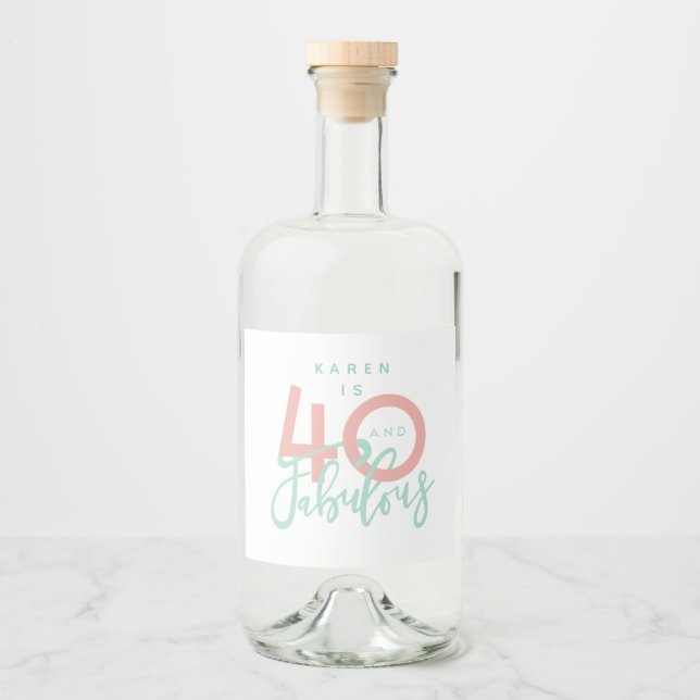 Étiquettes Pour Bouteilles De Liqueur 40 et fabuleuse fête d'anniversaire rose (Devant)