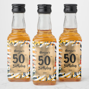 Étiquettes Pour Bouteilles De Liqueur 50e Anniversaire Or sur Poster de animal coloré M