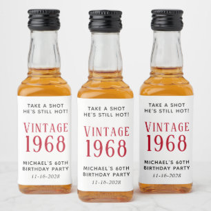 Étiquettes Pour Bouteilles De Liqueur 60ème anniversaire vintage Fête Faveur