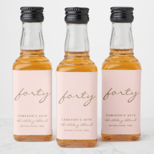 Étiquettes Pour Bouteilles De Liqueur Age minimal rose et or Anniversaire
