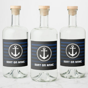 Étiquettes Pour Bouteilles De Liqueur Ancre maritime marine Nom du capitaine et Bateau r