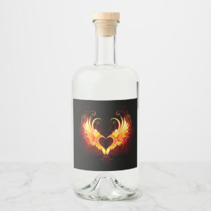 Étiquettes Pour Bouteilles De Liqueur Angel Fire Heart with Wings