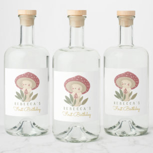 Étiquettes Pour Bouteilles De Liqueur Anniversaire du petit champignon