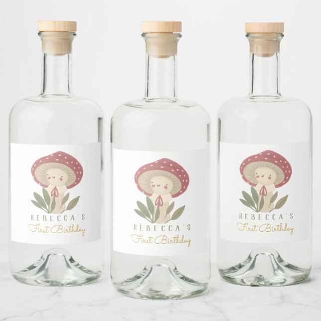 Étiquettes Pour Bouteilles De Liqueur Anniversaire du petit champignon (Bouteilles)
