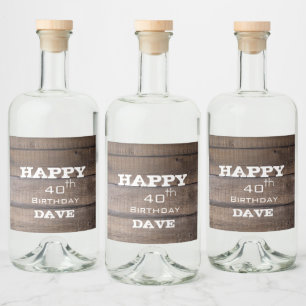Étiquettes Pour Bouteilles De Liqueur Any Age Rustic 30th 40th 50th Birthday Party
