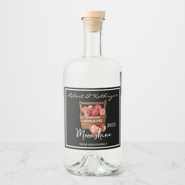 Étiquettes Pour Bouteilles De Liqueur Apple Pie Moonshine Personnalisé (Devant)