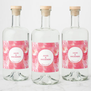 Étiquettes Pour Bouteilles De Liqueur Aquarelle Abstraite moderne Mariage rose
