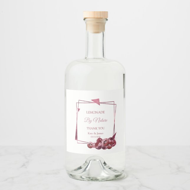 Étiquettes Pour Bouteilles De Liqueur Aquarelle Burgundy Baies sauvages (Devant)