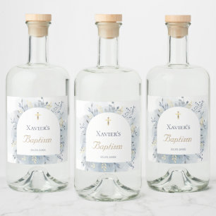 Étiquettes Pour Bouteilles De Liqueur aquarelle feuillage Baptême
