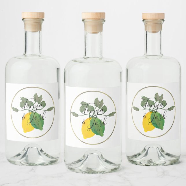Étiquettes Pour Bouteilles De Liqueur Aquarelle Limoncillo Lime Lemon (Bouteilles)