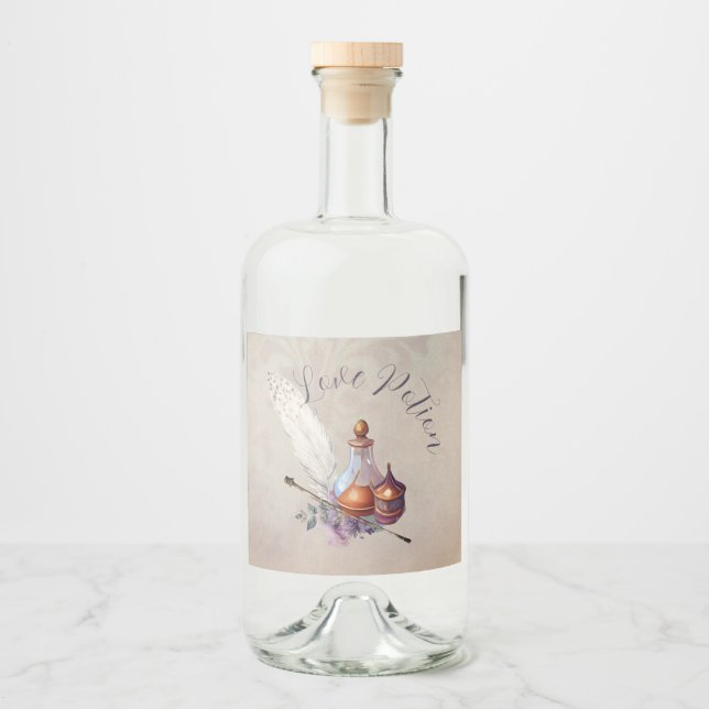 Étiquettes Pour Bouteilles De Liqueur Aquarelle magique Love Potion (Devant)