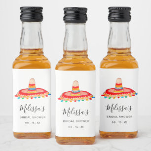 Étiquettes Pour Bouteilles De Liqueur Aquarelle personnalisée Mexicaine Sombrero