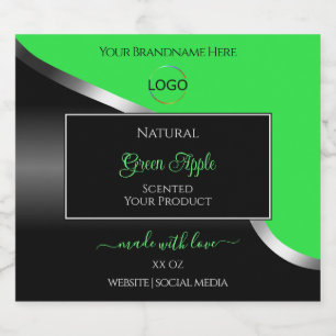 Étiquettes Pour Bouteilles De Liqueur Argent noir vert avec logo Étiquettes de produits