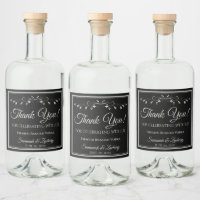 Argent sur Mariage noir Merci bouteille de liquide