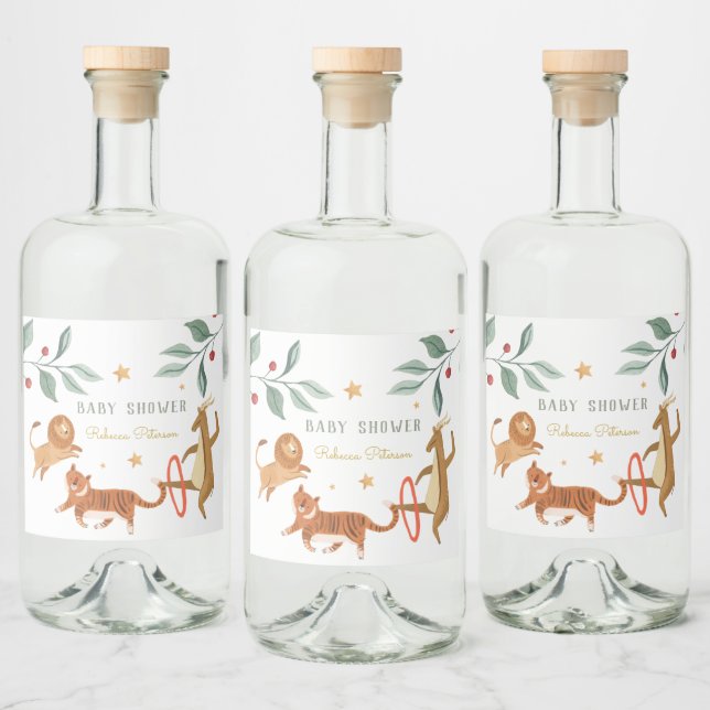 Étiquettes Pour Bouteilles De Liqueur Baby shower animal aquarelle (Bouteilles)