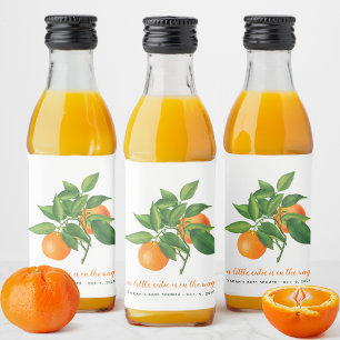 Étiquettes Pour Bouteilles De Liqueur Baby shower Citrus Un Petit Cutie Orange Script