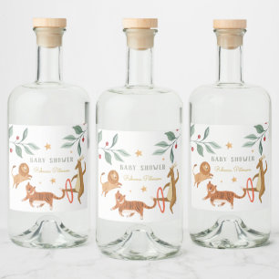 Étiquettes Pour Bouteilles De Liqueur Baby shower d'animal d'aquarelle