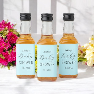 Étiquettes Pour Bouteilles De Liqueur Baby shower Garçon Bleu Élégant