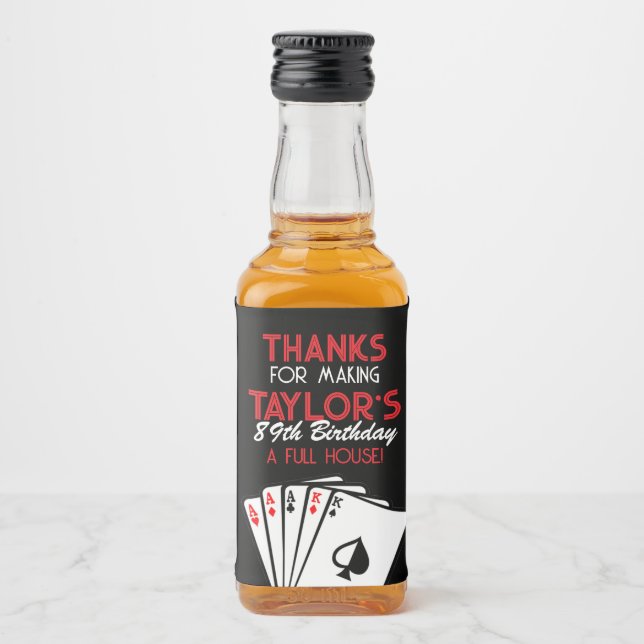 Étiquettes Pour Bouteilles De Liqueur Black Casino Poker Anniversaire Favoriser (Devant)